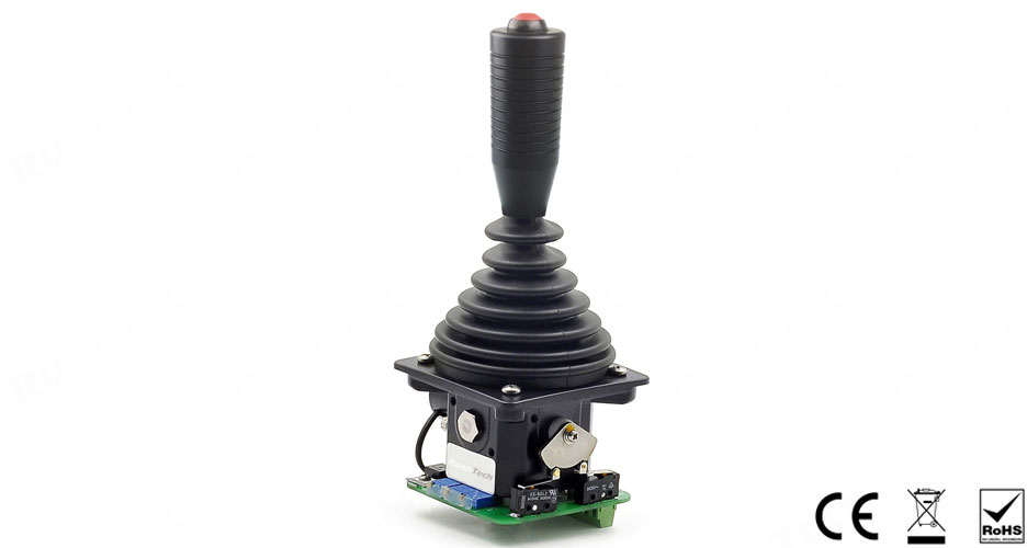 RunnTech 01 Series DC5V Joystick Lever with Hall Effect Sensor and 1 Momentary Push Button