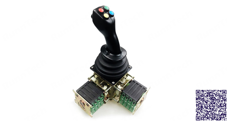 RunnTech 2-axis Cross Gate 5 Steps Joystick Controller with 6 On/Off Pushbutton for Crane Control 