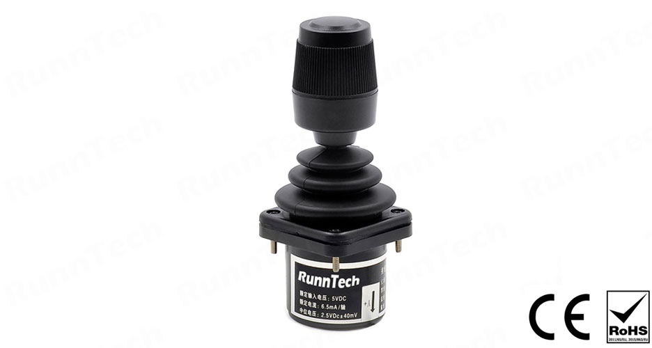 RunnTech 2 Axis Fingertip 0.5Vdc...2.5Vdc...4.5Vdc Output Joystick with Plus Limiter Plate