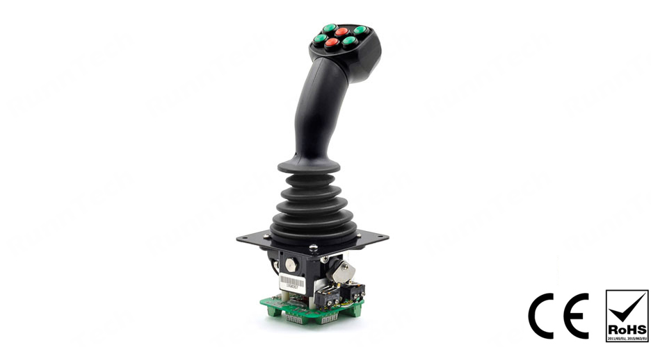RunnTech 2-axis Self-centering Hall Effect Industrial Joystick with Deadman Trigger & 6 Buttons