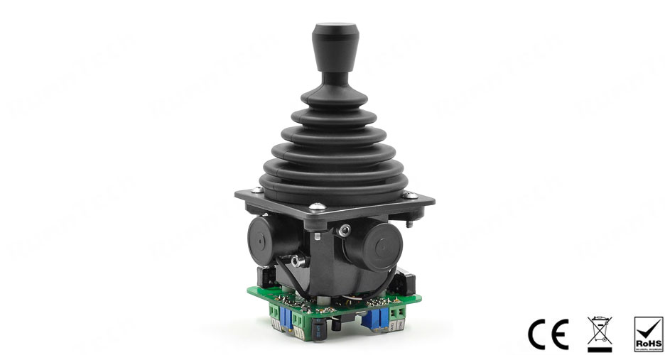 RunnTech 24V DC Supply Single Axis Spring Return 10 k Ohm Industrial Joystick