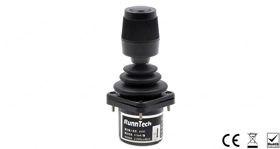 RunnTech 3 Axis Contactless Hall Effect Precision Fingertip Joystick with 1 Pushbutton for Ratiometric Output 