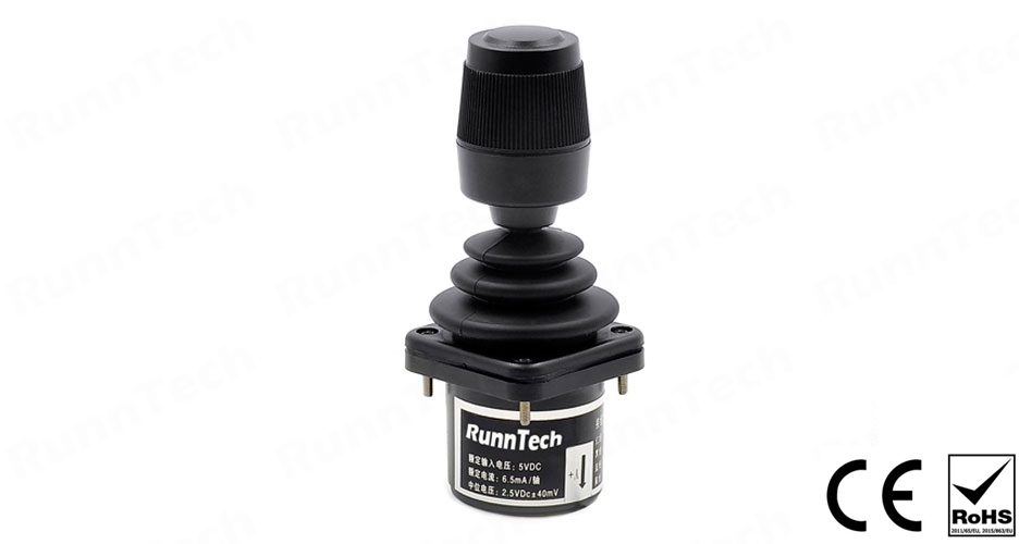 RunnTech 3 Axis Hall Effect Joystick 0-2.5-5Vdc Output with Twist Knob for CCTV Control