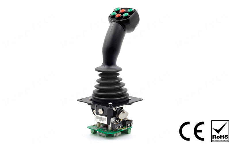 RunnTech Multi-axis 4-20 mA Current Output 360° Movement Joystick with 6 Momentary Button