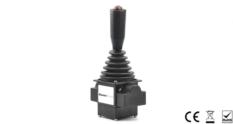 RunnTech Single-axis Spring-back to Central Position Hall Effect Sensor Industrial Joystick for Proportional Control