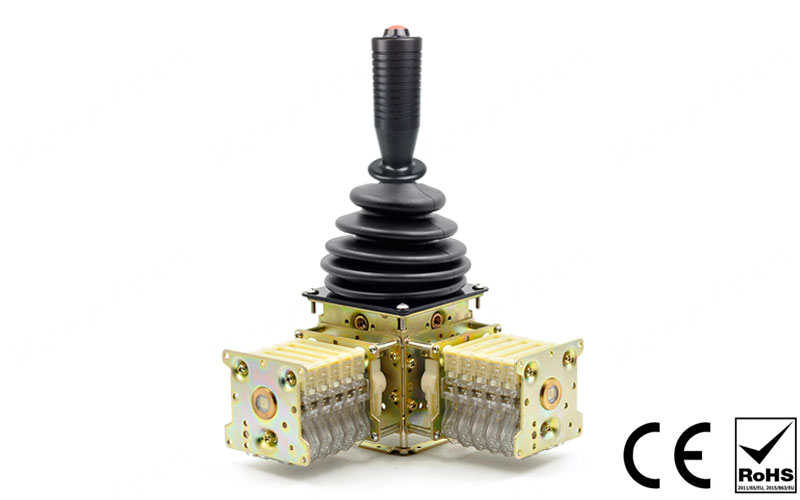 RunnTech Spring Return to Center Joy Stick Controller with 1 Push Button for Hoist Crane