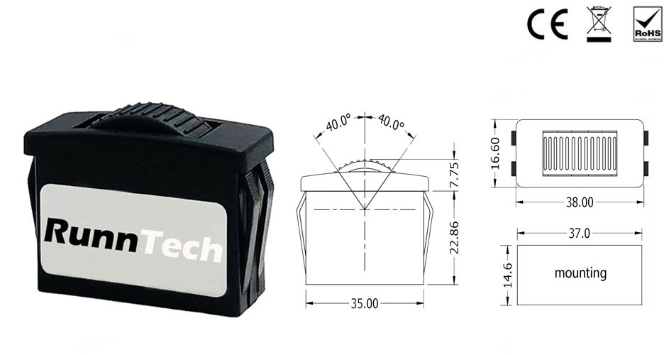 RunnTech W300 Single-axis Pre-wired Thumbwheel Switch for Thumb-actuated Applications